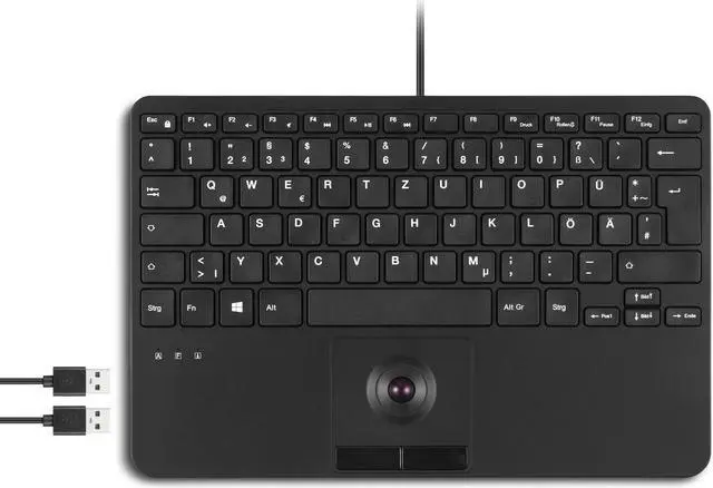 Main image of Perixx PERIBOARD-526 US, Wired Mini USB Keyboard with Trackball - X Type Scissor Keys - 11.18x7.17x1.1 Inches - Build-in 2 USB Hubs - US English