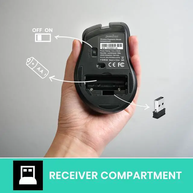 Alt view image 6 of 7 - Perixx PERIMICE-621B Wireless Mouse- Silent Click with Ergo Design