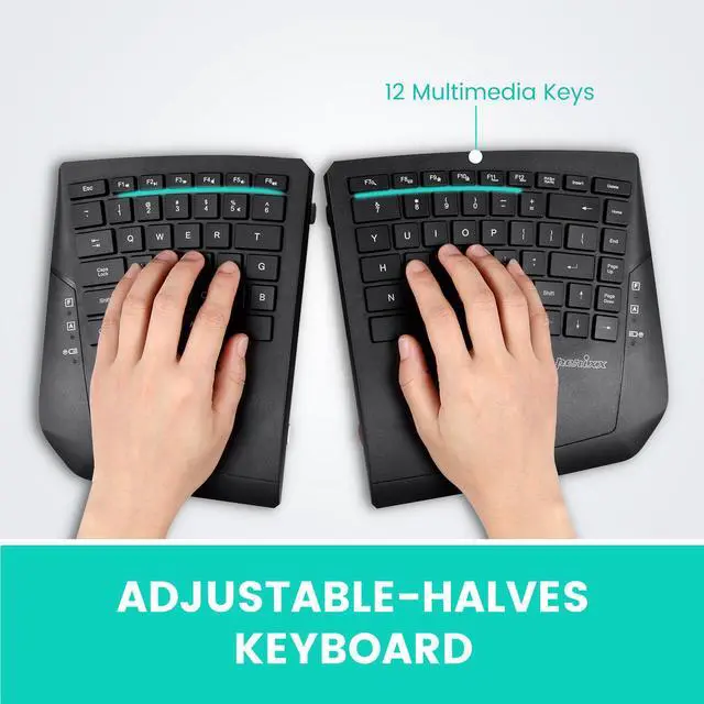 Alt view image 2 of 7 - Perixx PERIBOARD-624B US, Wireless Ergonomic Split Keyboard