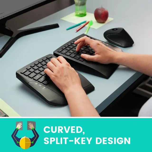 Alt view image 7 of 7 - Perixx PERIBOARD-624B US, Wireless Ergonomic Split Keyboard