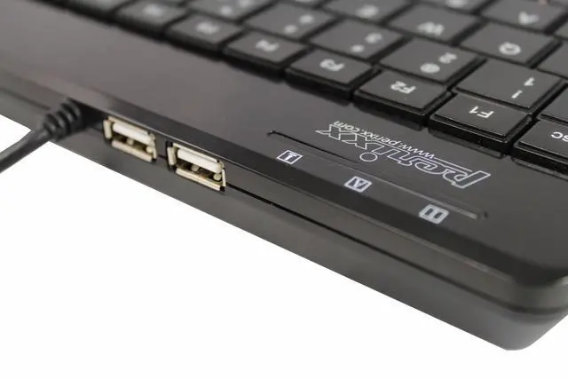 Alt view image 7 of 14 - Perixx PERIBOARD-505H PLUS, Wired USB Trackball Keyboard - Built-in 2x USB 2.0 Hubs - Mini Design - Fit with Professional or Industrial Use - Built inTrackball - US English Layout