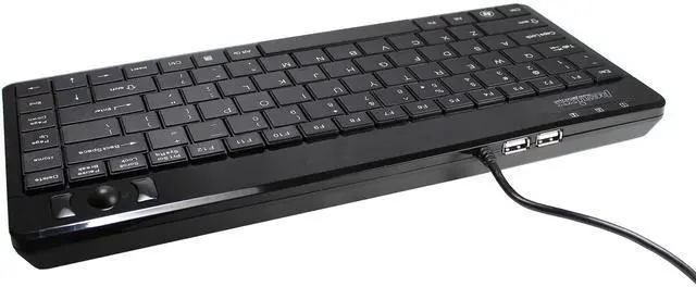 Alt view image 5 of 14 - Perixx PERIBOARD-505H PLUS, Wired USB Trackball Keyboard - Built-in 2x USB 2.0 Hubs - Mini Design - Fit with Professional or Industrial Use - Built inTrackball - US English Layout