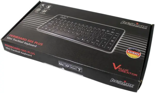 Alt view image 3 of 14 - Perixx PERIBOARD-505H PLUS, Wired USB Trackball Keyboard - Built-in 2x USB 2.0 Hubs - Mini Design - Fit with Professional or Industrial Use - Built inTrackball - US English Layout