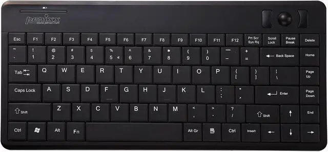 Main image of Perixx PERIBOARD-505H PLUS, Wired USB Trackball Keyboard - Built-in 2x USB 2.0 Hubs - Mini Design - Fit with Professional or Industrial Use - Built inTrackball - US English Layout