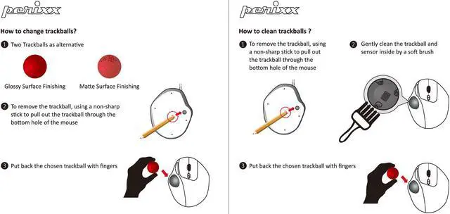 Alt view image 3 of 6 - Perixx 18021 PERIPRO-303GR 34 mm Trackball, Rollerball Replacement Compatible with Perimice and M570, Glossy Red