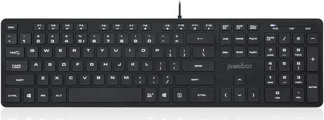 Main image of Perixx PERIBOARD-212 Wired USB Slim Standard Keyboard, Silent Scissor Key Basic Design Keyboard, Aluminum Black, Full US Layout
