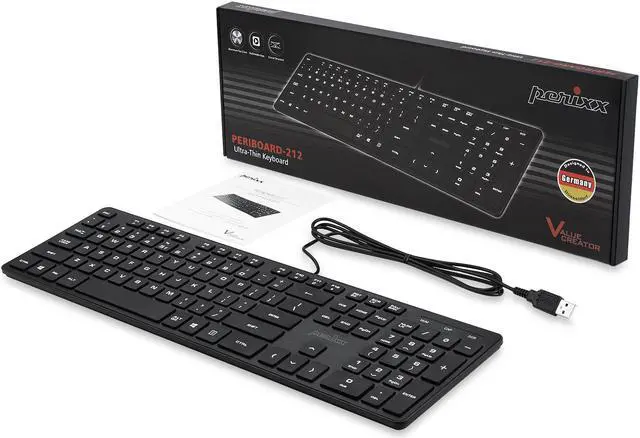 Alt view image 5 of 5 - Perixx PERIBOARD-212 Wired USB Slim Standard Keyboard, Silent Scissor Key Basic Design Keyboard, Aluminum Black, Full US Layout