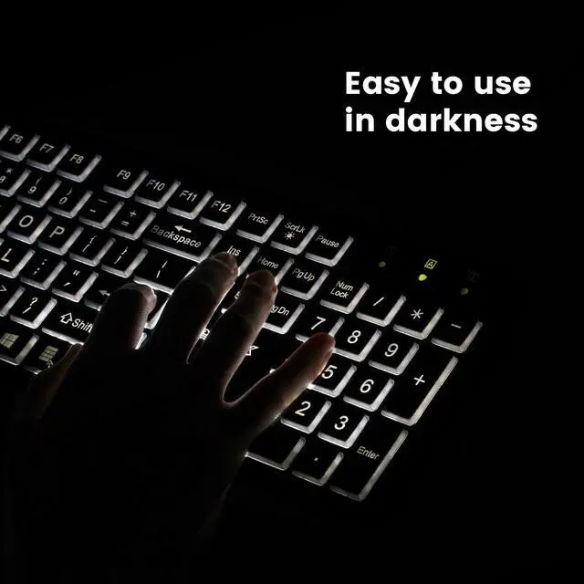 Alt view image 6 of 7 - Perixx PERIBOARD-317 Wired Backlit USB Keyboard, Big Print Letter with White Illuminated LED, Standard Full Size Keyboard, Black, US Layout