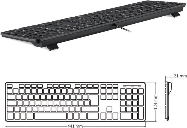 Alt view image 4 of 5 - Perixx PERIBOARD-212 Wired USB Slim Standard Keyboard, Silent Scissor Key Basic Design Keyboard, Aluminum Black, Full US Layout
