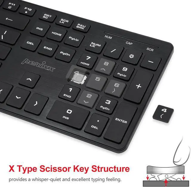 Alt view image 3 of 5 - Perixx PERIBOARD-212 Wired USB Slim Standard Keyboard, Silent Scissor Key Basic Design Keyboard, Aluminum Black, Full US Layout