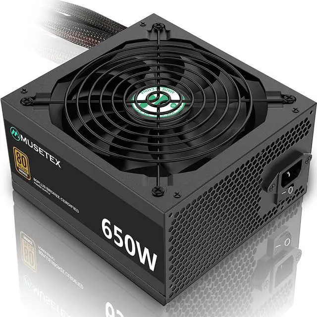 Alt view image 2 of 6 - MUSETEX ATX12V / EPS12V 650W Power Supply 80 Plus Bronze 14cm Silent Fan Certified Non-Modular CPU Power Supply for Computer
