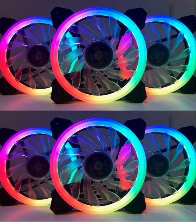 Main image of EPOWER DAZZLE 120mm Quiet ARGB DUAL LED RING Fan (6-Pack) with  10 Port Fan Hub and RF Remote