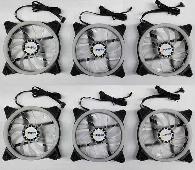 Alt view image 6 of 7 - EPOWER DAZZLE 120mm Quiet ARGB DUAL LED RING Fan (6-Pack) with  10 Port Fan Hub and RF Remote