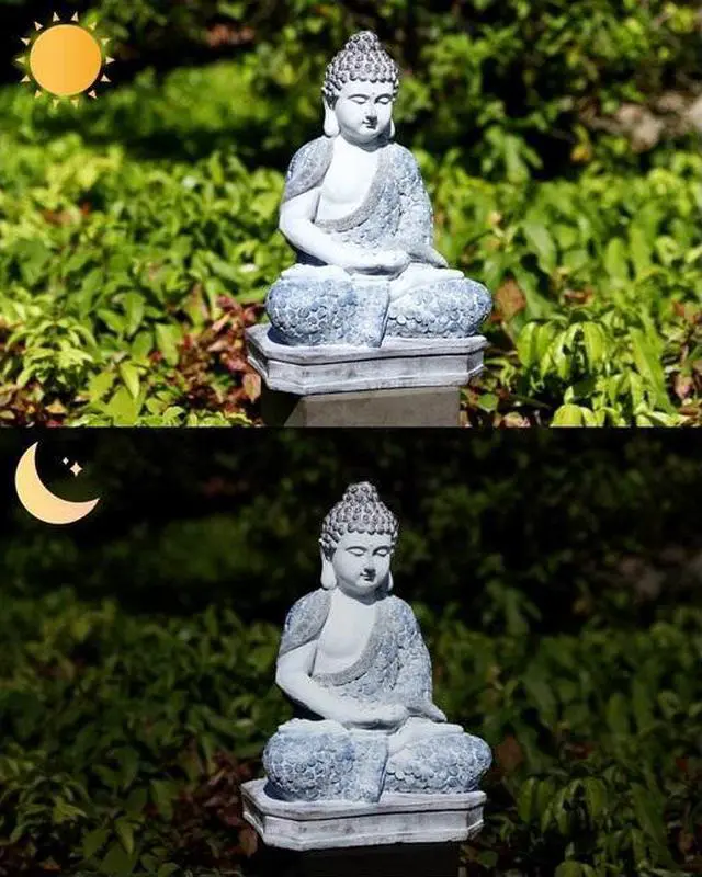Alt view image 2 of 2 - Meditating Buddha with High-Power Solar Spotlight
Meditating Buddha Garden Statue Decor 45-Lumen 0.11-Watt Multicolor Solar LED Outdoor Path Light (2500 K)