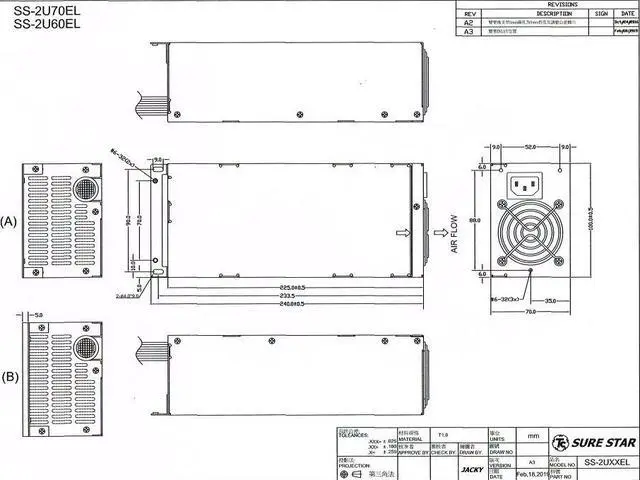 Alt view image 4 of 5 - SURE STAR 600W 2U SS-2U60EL RACKMOUNT SERVER POWER SUPPLY