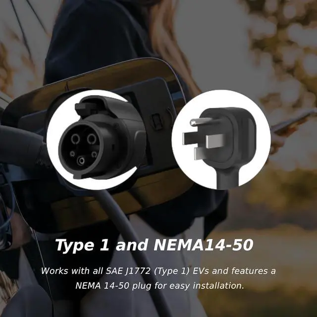 Alt view image 3 of 7 - MSI EV Life Type 1 (J1772) NEMA 14-50, Level 2 Charger, 240V, 40A, 9.6KW, IP55 Rated-Water and dust Resistant, IK08 Impact Resistant, UL2594 Certified, Energy Star, 5 Years Warranty