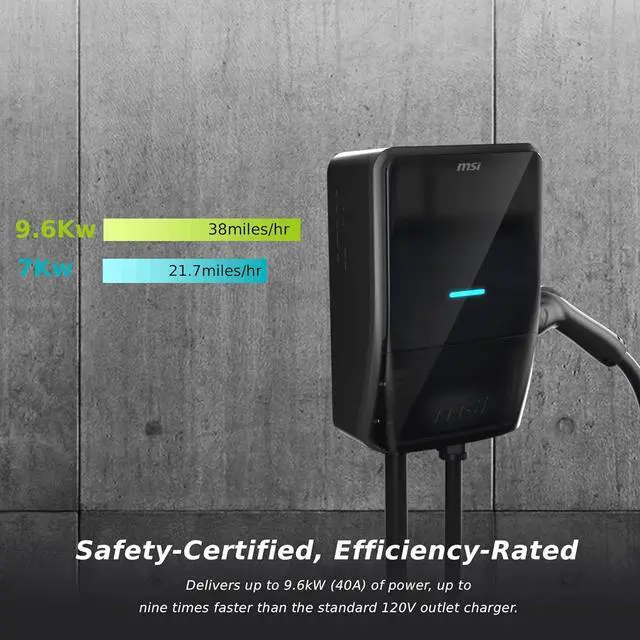 Alt view image 4 of 7 - MSI EV Life Type 1 (J1772) NEMA 14-50, Level 2 Charger, 240V, 40A, 9.6KW, IP55 Rated-Water and dust Resistant, IK08 Impact Resistant, UL2594 Certified, Energy Star, 5 Years Warranty