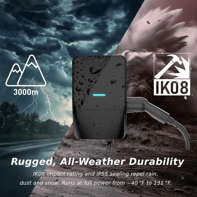 Alt view image 5 of 7 - MSI EV Life Type 1 (J1772) NEMA 14-50, Level 2 Charger, 240V, 40A, 9.6KW, IP55 Rated-Water and dust Resistant, IK08 Impact Resistant, UL2594 Certified, Energy Star, 5 Years Warranty