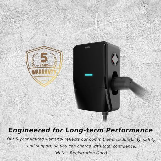 Alt view image 6 of 7 - MSI EV Life Type 1 (J1772) NEMA 14-50, Level 2 Charger, 240V, 40A, 9.6KW, IP55 Rated-Water and dust Resistant, IK08 Impact Resistant, UL2594 Certified, Energy Star, 5 Years Warranty
