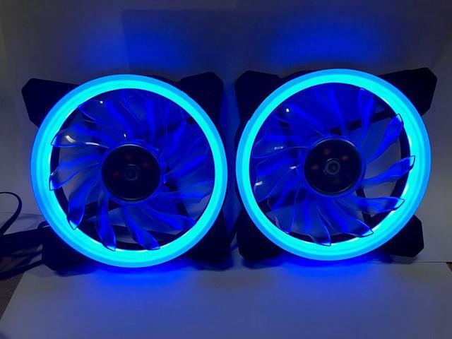 Alt view image 2 of 7 - EPOWER 120mm Quiet RGB LED PWM Fan (2-Pack) with  8 Port Fan Hub and RF Remote