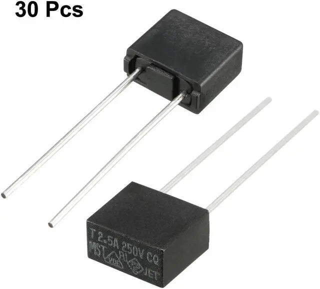 Alt view image 4 of 4 - 30Pcs DIP Mounted Miniature Square Slow Blow Micro Fuse T2.5A 2.5A 250V Black