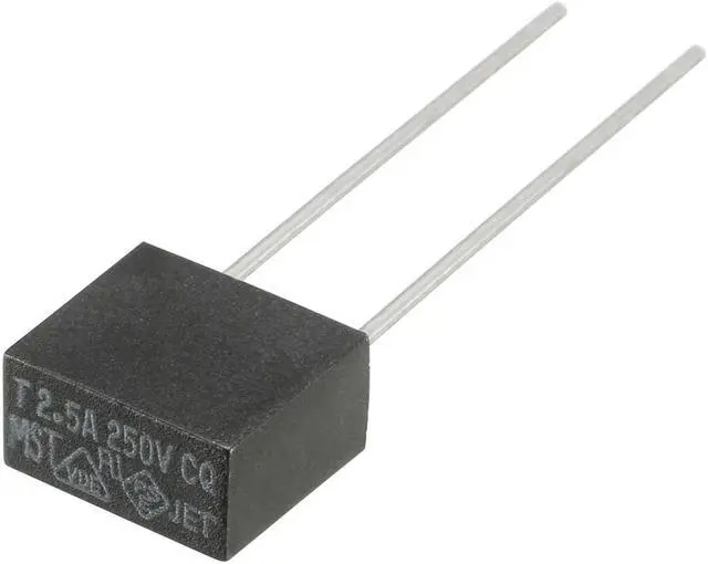 Alt view image 2 of 4 - 30Pcs DIP Mounted Miniature Square Slow Blow Micro Fuse T2.5A 2.5A 250V Black
