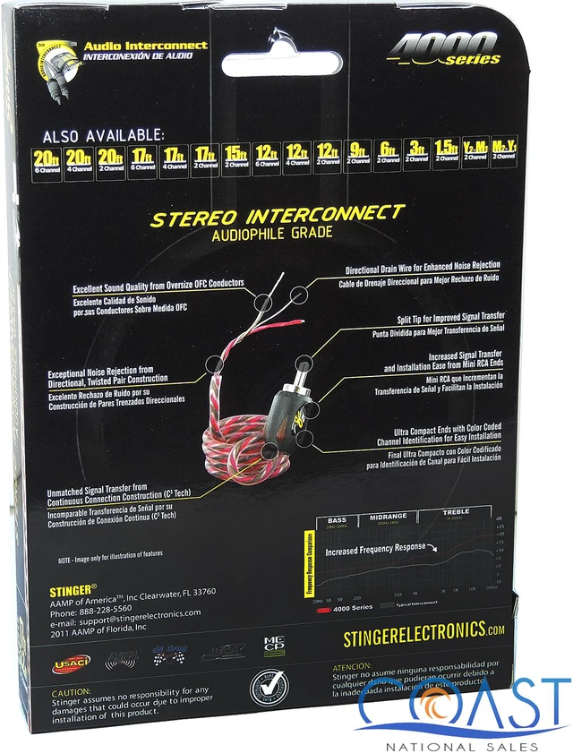 Main image of STINGER SI4217 CAR STEREO 4000 SERIES 17 FT AMP INSTALL RCA INTERCONNECT CABLE