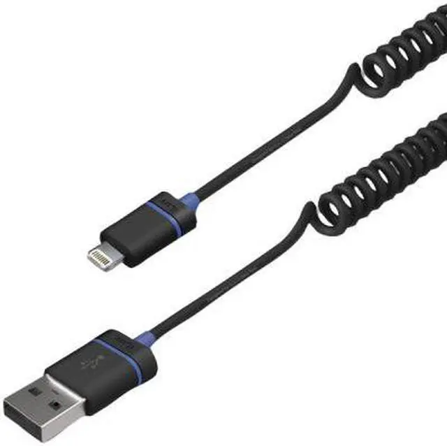 Alt view image 4 of 7 - iLuv iCB261 Black Premium Coiled Charge/Sync Cable w/ Lighting Connector