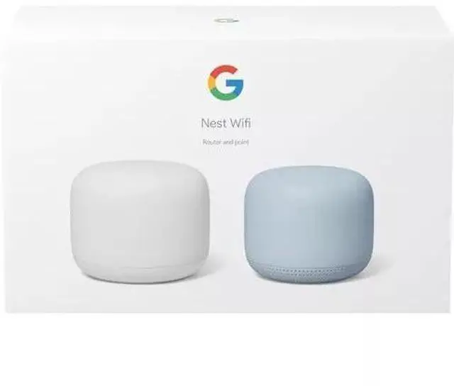 Main image of Google Nest Wifi Router and Point 2 Pack Snow/Mist GA01426-US Brand New