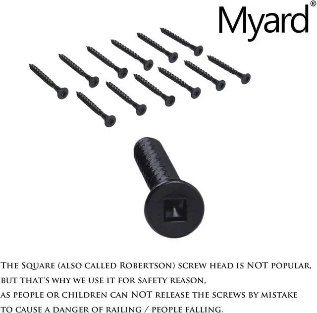 Alt view image 6 of 7 - Myard PNP111902S Inclined Stair Railing Connectors with Screws for 2X4 Inches (Actual 1.5X3.5 Inches) Inclined Stair Wood Handrail (5 Pairs, Black)