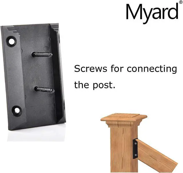 Alt view image 5 of 7 - Myard PNP111902S Inclined Stair Railing Connectors with Screws for 2X4 Inches (Actual 1.5X3.5 Inches) Inclined Stair Wood Handrail (5 Pairs, Black)