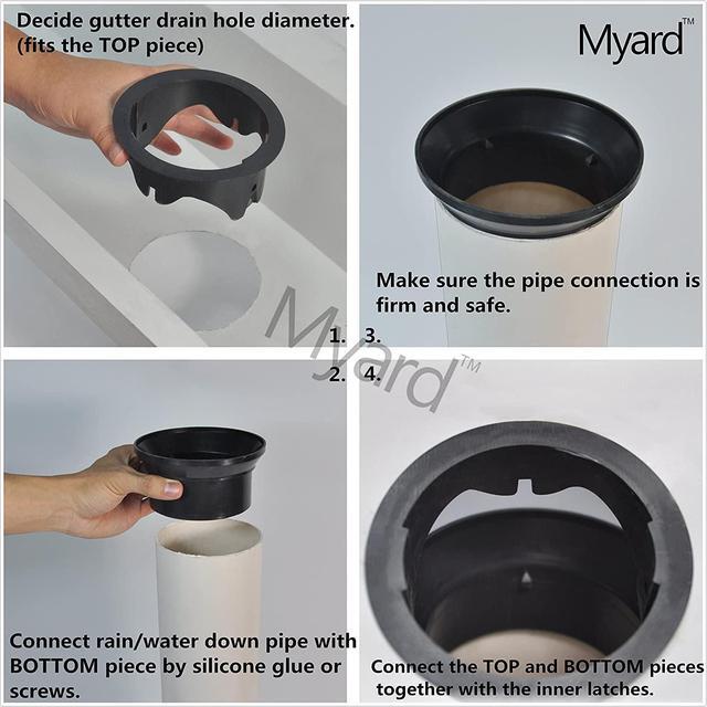 Alt view image 2 of 7 - Myard Gutter Downspout Adapter/Connector Fits 3" (Schedule 40) PVC Rain Water Drain down Pipe Tubing (3", Black)