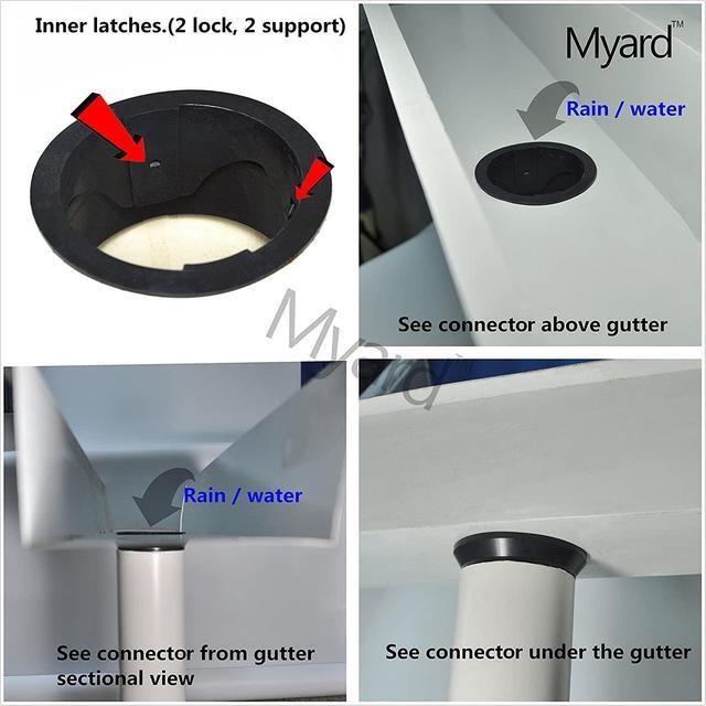 Alt view image 3 of 7 - Myard Gutter Downspout Adapter/Connector Fits 3" (Schedule 40) PVC Rain Water Drain down Pipe Tubing (3", Black)