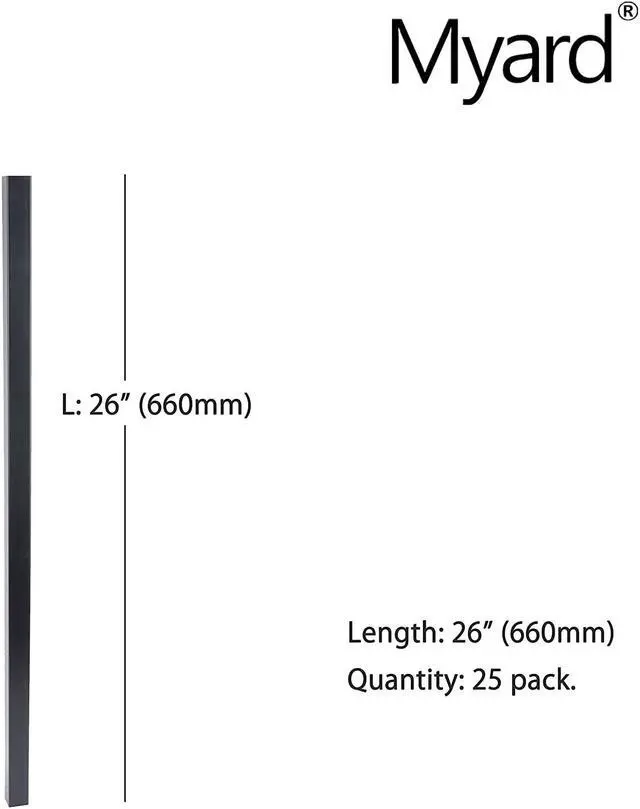 Alt view image 3 of 6 - Myard 26 Inches Estate Square Iron Deck Balusters for Decking Railing Patio Fence, Modern Look (25-Pack, Matte Black)