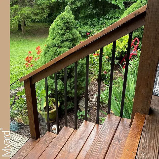Alt view image 5 of 6 - Myard 26 Inches Estate Square Iron Deck Balusters for Decking Railing Patio Fence, Modern Look (25-Pack, Matte Black)