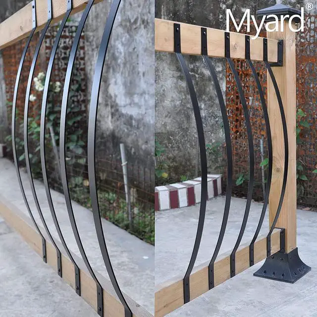 Alt view image 5 of 7 - Myard 32-1/4 Inches Aluminum Balusters with Screws for Facemount Railing Fencing, Arc Arch Style (25-Pack, Matte Black)