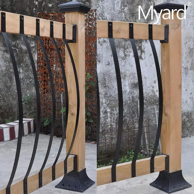 Alt view image 7 of 7 - Myard 32-1/4 Inches Aluminum Balusters with Screws for Facemount Railing Fencing, Arc Arch Style (25-Pack, Matte Black)