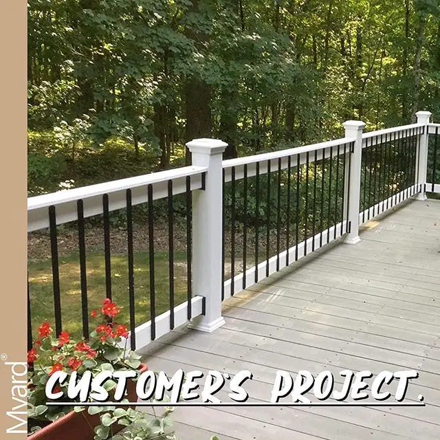 Alt view image 7 of 7 - Myard 32-1/4 Inches Grooved Flat Straight Aluminum Deck Balusters with Screws for Wood Composite Facemount Deck Railing (25-Pack, Matte Black)