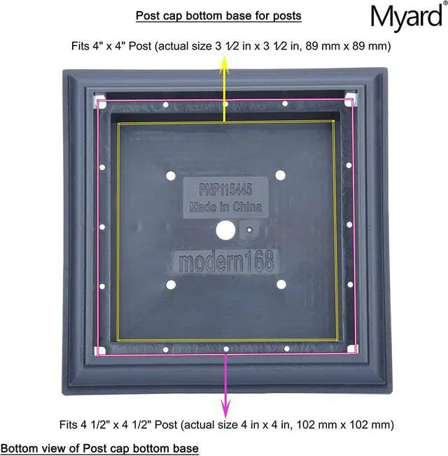 Alt view image 4 of 7 - Myard PNP 115445W Screw-Free Universal Fence Pyramid Top Cap Fits Post 4 X 4 Inches (Actual Post Size 3.5 X 3.5) (Qty 1, White)