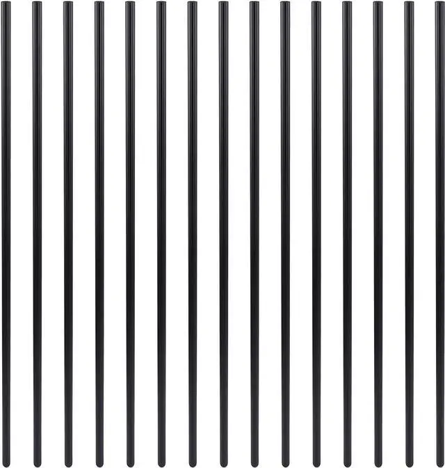 Alt view image 2 of 7 - Myard 42 Inches Grooved Estate Hollow Square Aluminum Deck Balusters with Screws for Facemount Decking Railing Porch Fence (25-Pack, Matte Black)
