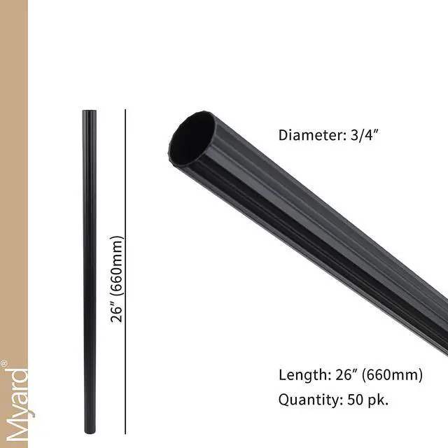Alt view image 3 of 7 - Myard 42 Inches Grooved Estate Hollow Square Aluminum Deck Balusters with Screws for Facemount Decking Railing Porch Fence (25-Pack, Matte Black)