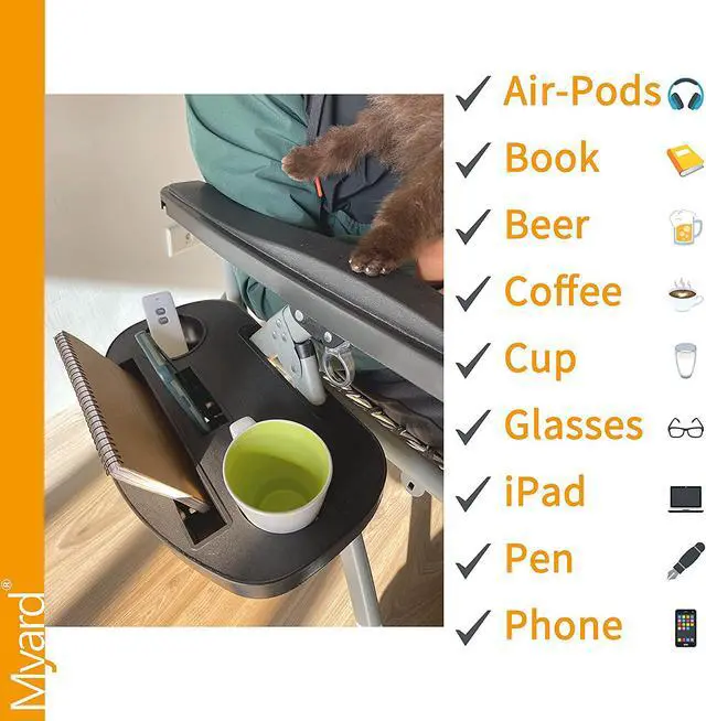 Alt view image 3 of 3 - Payandpack Cup Holder Tray, Gravity Chair Side Tray for Beach Chair, Clip-On Chair, Easy-Slide Zero Gravity Chair
