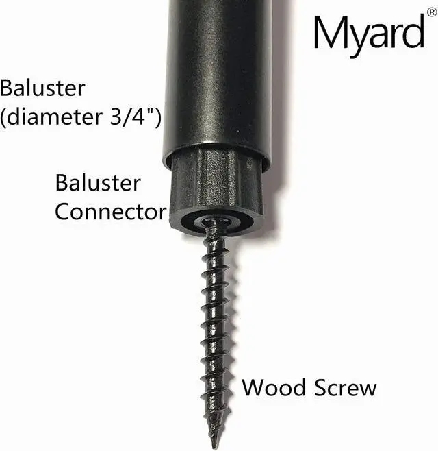 Alt view image 4 of 4 - Myard 'O' Seal Patented Baluster Connectors with Screws for Deck Railing Handrail Patio Fence (Qty 100 for 50 Balusters, round Line Connectors)