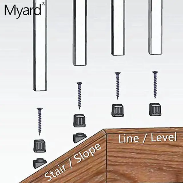 Alt view image 5 of 5 - Myard Baluster Connectors with Screws for Deck Handrail Railing Fencing (Qty 50 for 25 Balusters, Classic Square Connectors)