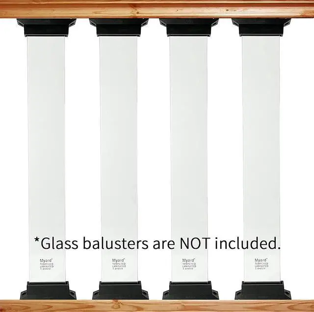 Alt view image 3 of 3 - Myard Level Baluster Connectors for Deck Scenic Frontier Glass Balusters (10-Pack, for Thickness: 5/16", Width: 4", Black)