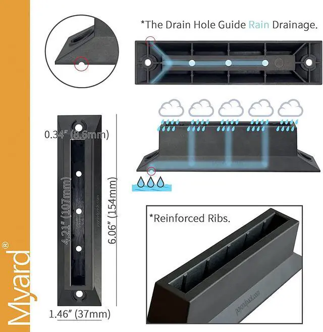 Alt view image 2 of 3 - Myard Level Baluster Connectors for Deck Scenic Frontier Glass Balusters (10-Pack, for Thickness: 5/16", Width: 4", Black)