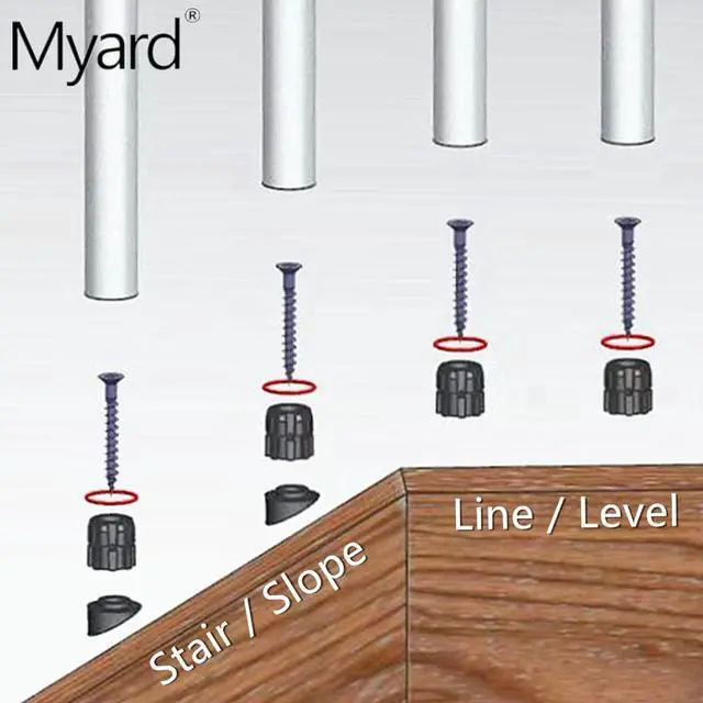 Alt view image 2 of 4 - Myard 'O' Seal Patented Baluster Connectors with Screws for Deck Railing Handrail Patio Fence (Qty 50 for 25 Balusters, round Stair Connectors)