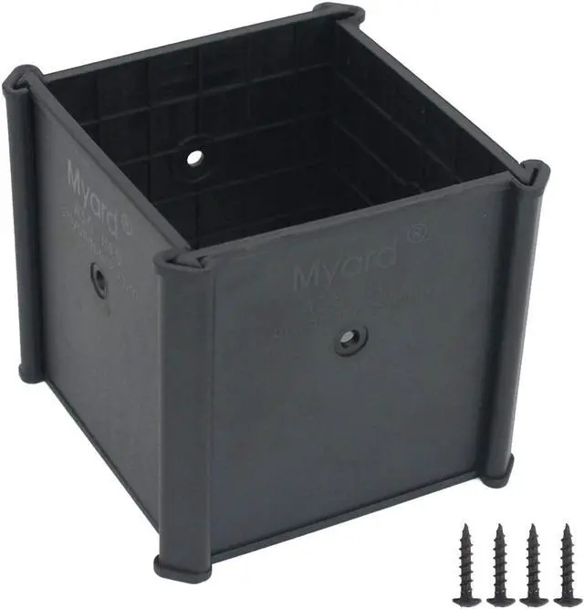 Main image of Myard Post Protectors with Screws for 4X4 Inches (Actual 3.5X3.5) Deck, Fence, Mailbox Posts Prevent Damage by Lawn Maintenance Equipment (4" X 4" X 4", Black)