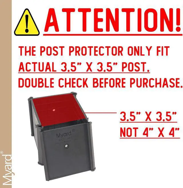 Alt view image 2 of 6 - Myard Post Protectors with Screws for 4X4 Inches (Actual 3.5X3.5) Deck, Fence, Mailbox Posts Prevent Damage by Lawn Maintenance Equipment (4" X 4" X 4", Black)