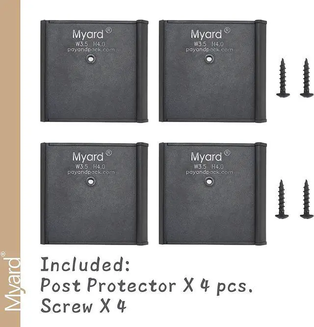 Alt view image 4 of 6 - Myard Post Protectors with Screws for 4X4 Inches (Actual 3.5X3.5) Deck, Fence, Mailbox Posts Prevent Damage by Lawn Maintenance Equipment (4" X 4" X 4", Black)